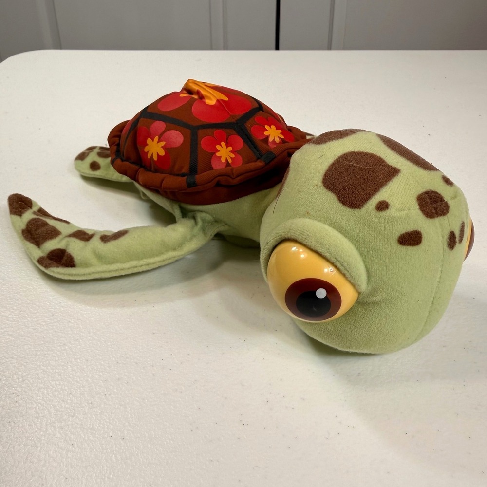 Disney Finding Nemo Squirt Plush Sea Turtle Hasbro Vintage 2002 Floral Shell 10"
